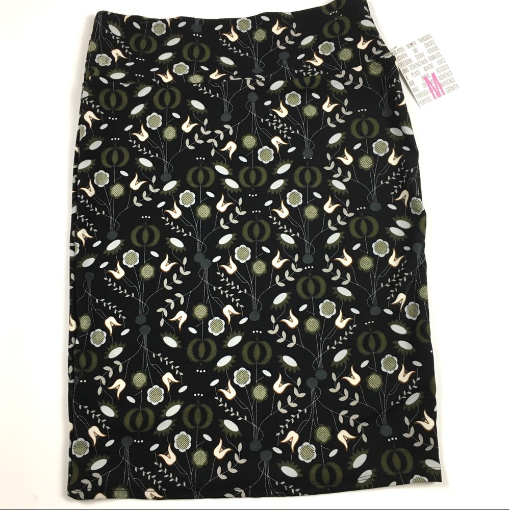 Cassie Pencil Skirt Black Floral Size Medium New